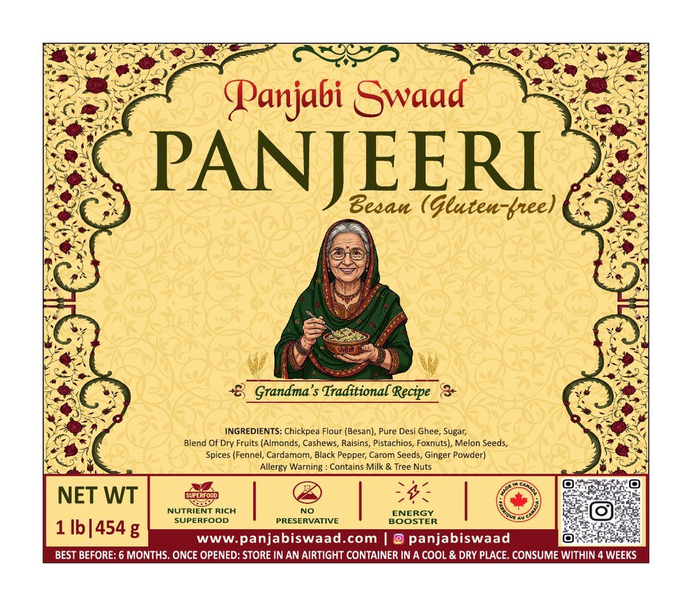 Panjeeri Besan gluten-free — label